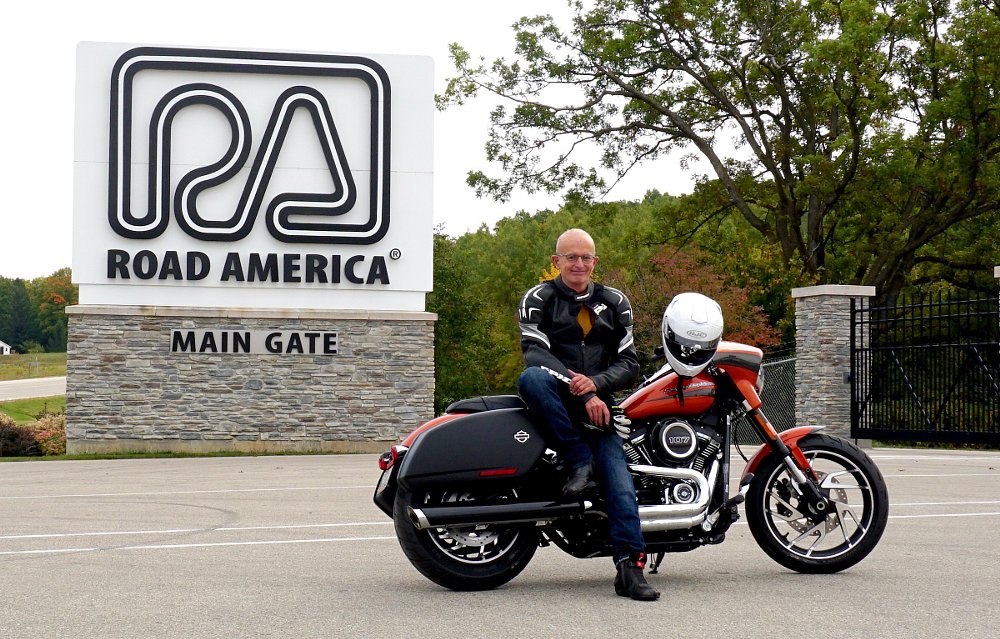 Sport Glide in front of the Road America sign