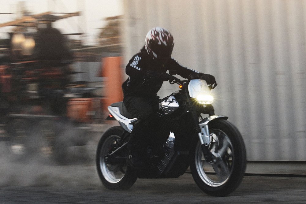 rider in motion on the customized S2 Del Mar